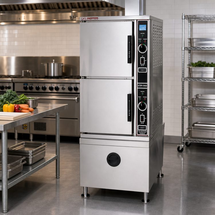 Product image #2 for Southbend Eco-Tech Plus Floor Model Gas Convection Steamer, 2 Compartments, 5-Pan Capacity per Compartment