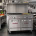 Thumbnail image #2 for Southbend Ultimate 48-Inch Gas Restaurant Range with 4 Non-Clog Burners, 24-Inch Griddle, Convection Oven, and Cabinet Base