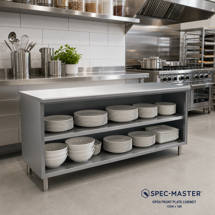 Product image #2 for Spec-Master Open Front Plate Cabinet with Stainless Steel Top, 120W x 18D