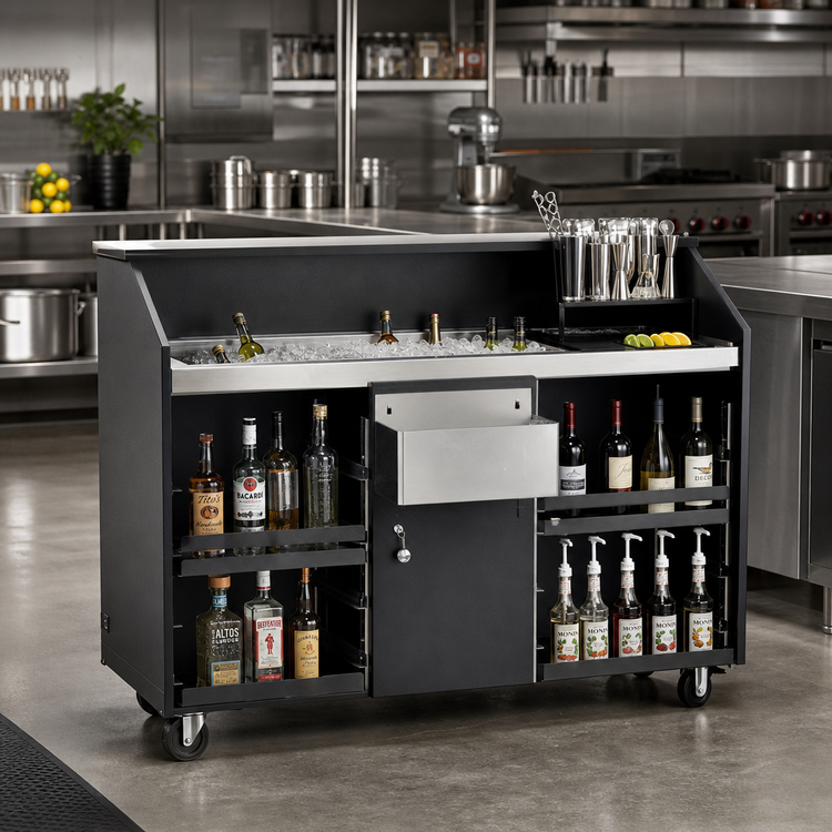 Product image #2 for Deluxe 63-Inch Indoor Portable Bar with Ice Bin, Speed Rails, and Locking Cabinet