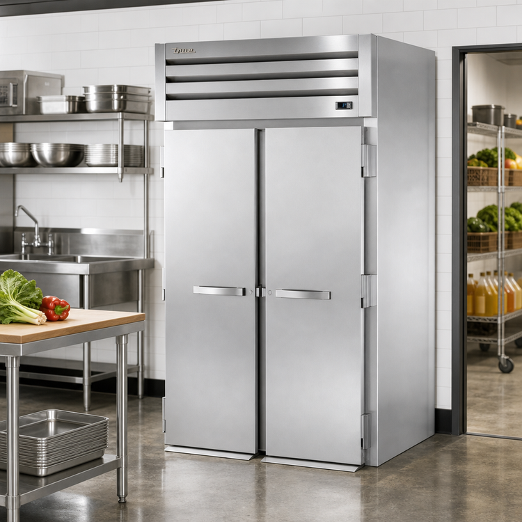 Product image #2 for True Spec Series Two-Section Roll-Thru Refrigerator with Front and Rear Solid Swing Doors, Stainless Steel Front, Aluminum Sides