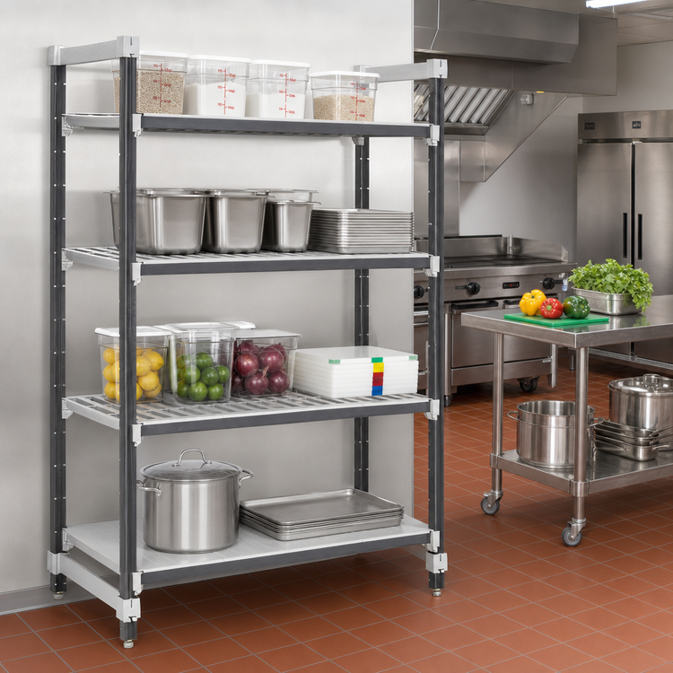 Product image #2 for Camshelving Elements XTRA 4-Shelf Stationary Starter Unit, 21 x 72 x 84 Inches, 3 Vented + 1 Solid, Speckled Gray