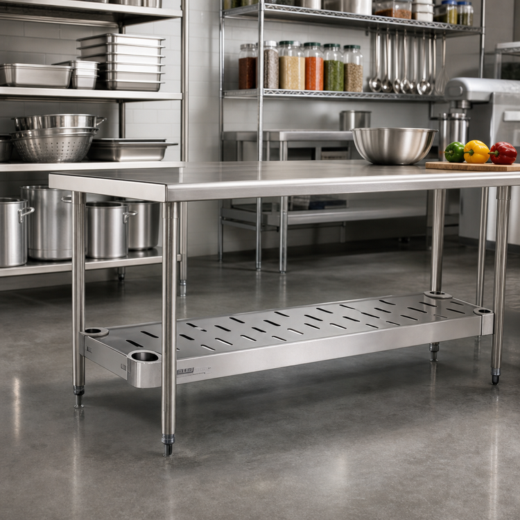 Product image #3 for Eagle Group Quik-Set 48 Inch x 24 Inch Louvered Solid Stainless Steel Shelf