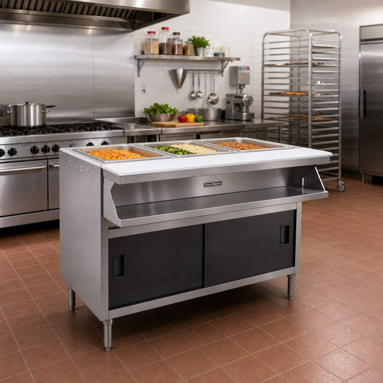 Product image #2 for Spec-Master SHT4CB-208-3 Four Well Electric Sealed Hot Food Table with Sliding Doors
