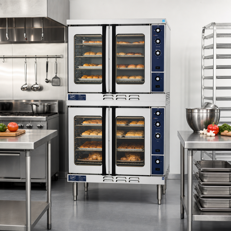 Product image #2 for Duke 613Q-G2V Double Deck Full-Size Gas Convection Oven with 8 Inch Legs