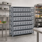 Thumbnail image #2 for Quantum 1839-604 Heavy-Duty Stationary Wire Shelving Unit, 7 Shelves with 54 Bins, 36 x 18 x 39 Inches