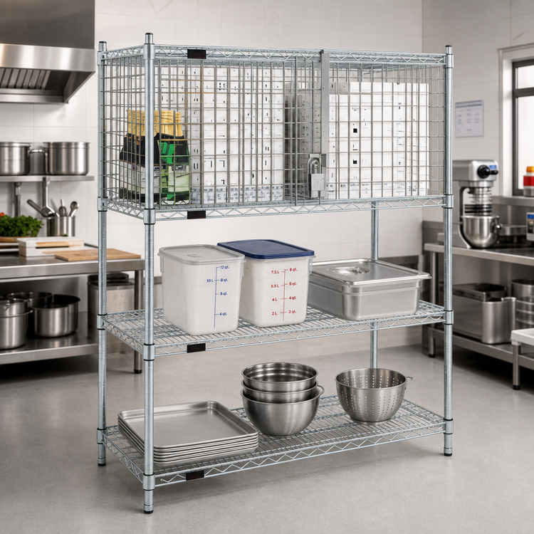 Product image #2 for 24 x 60 Wire Shelving Security Enclosure Kit with Hinged Doors, Zinc Finish