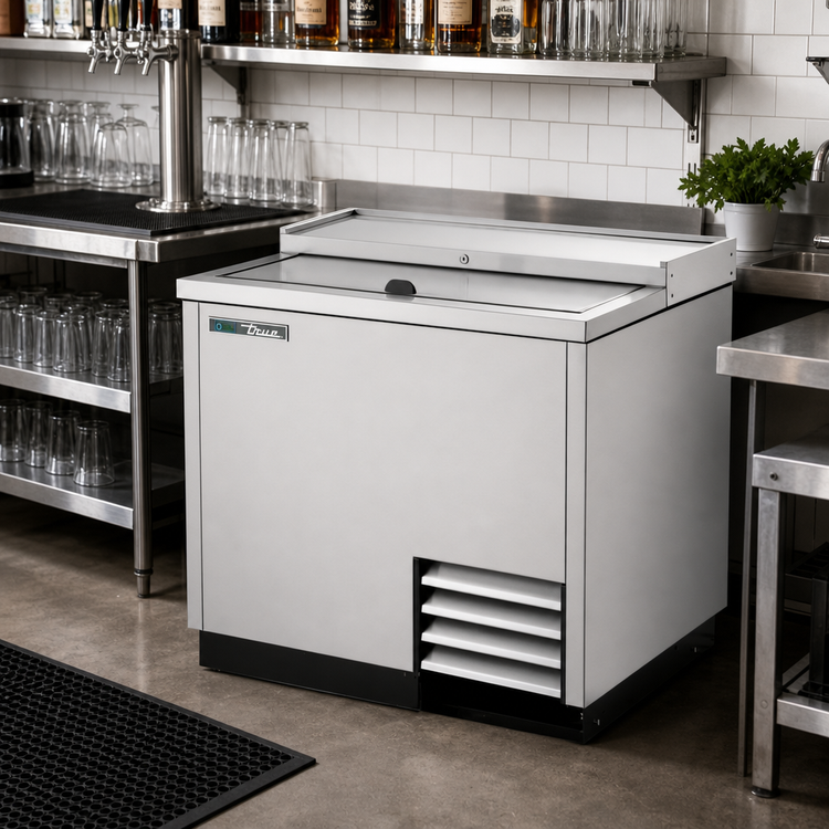 Product image #2 for True 36 3/4 Inch Deep Well Horizontal Bottle Cooler with Solid Slide Lid, Stainless Steel, 11-Case Bottle / 14.5-Case Can Capacity
