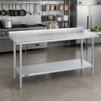 Thumbnail image #2 for Duke Manufacturing 416-36120-2R 120 x 36 Inch Stainless Steel Work Table with 16-Gauge 400 Series Top, Straight Riser and Galvanized Undershelf