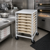 Thumbnail image #2 for End-Loading Open-Sided Aluminum Pizza Dough Box Rack, 7-Box Capacity, 5-Inch Casters