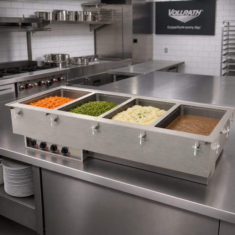 Product image #2 for Vollrath Four-Well Modular Drop-In Hot Food Well with Marine Grade Wells, Manifold Drain, Infinite Controls