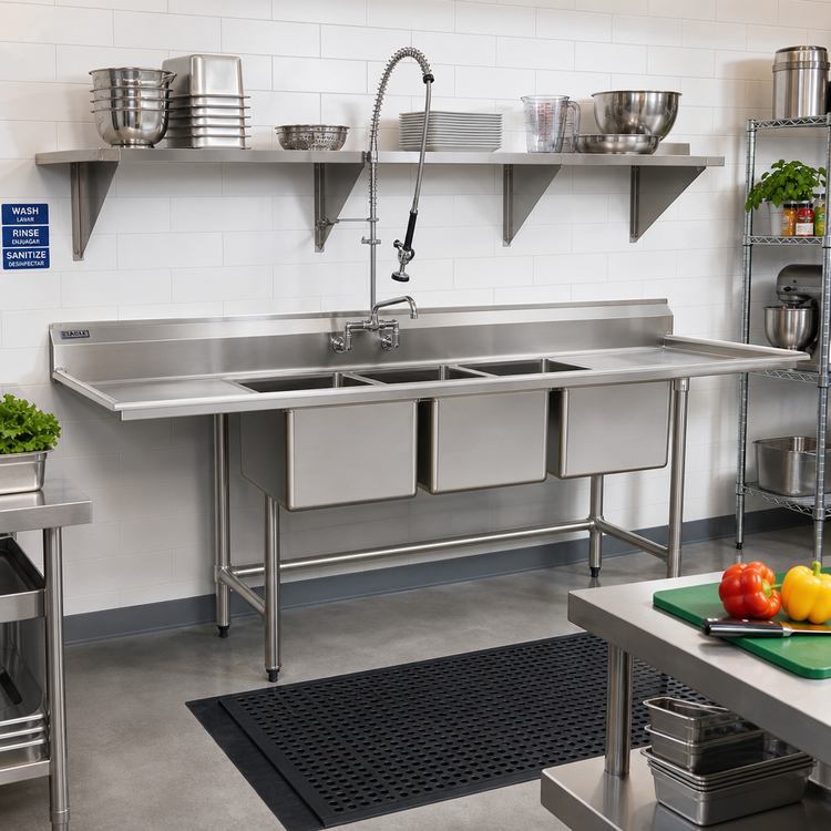 Product image #2 for Eagle Group S16 Series 3-Compartment Stainless Steel Sink with 24" Left Drainboard