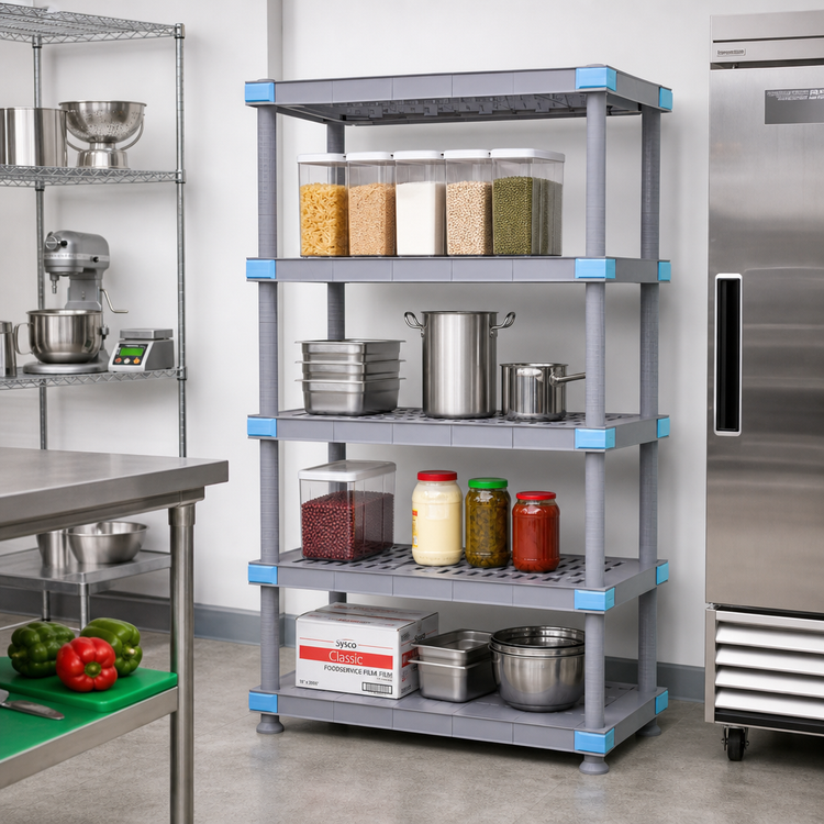 Product image #2 for Quantum Millenia Gray Polymer Shelving Unit, 72"W x 18"D x 62"H, 2,000 lb Capacity