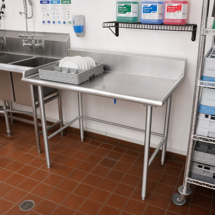 Product image #2 for John Boos Open-Base Stainless Steel Dish Sorting Table with 10-Inch Rear Riser, 48-7/8 In. W x 30-3/8 In. D