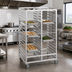 Thumbnail image #2 for Double Section Aluminum Cafeteria Tray Rack with 5-Inch Swivel Plate Casters, 64 Inch High, 28 Tray Capacity