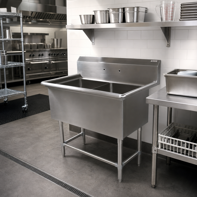 Product image #2 for John Boos Pro-Bowl 2-Compartment Freestanding Stainless Steel Commercial Sink