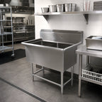 Thumbnail image #2 for John Boos Pro-Bowl 2PB16204 2-Compartment Freestanding Stainless Steel Commercial Sink, 16-Gauge, 10-Inch Backsplash, No Drainboards