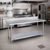 Thumbnail image #2 for Duke 144-Inch Stainless Steel Work Table with 5-Inch Riser and Galvanized Undershelf