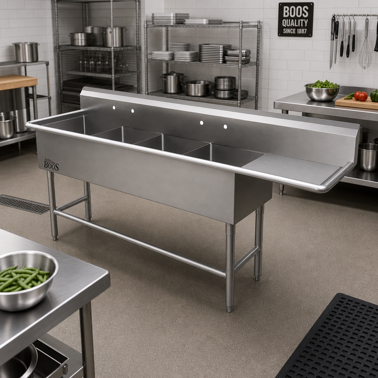 Product image #2 for John Boos Pro-Bowl 4-Compartment Stainless Steel Sink with 30-Inch Right Drainboard