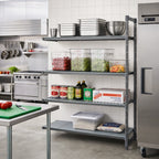 Thumbnail image #2 for Cambro Camshelving® Basics Plus CBA186072VS4580 4-Tier Vented & Solid Add-On Polymer Shelving Unit, 18 x 60 x 72 in, Brushed Graphite