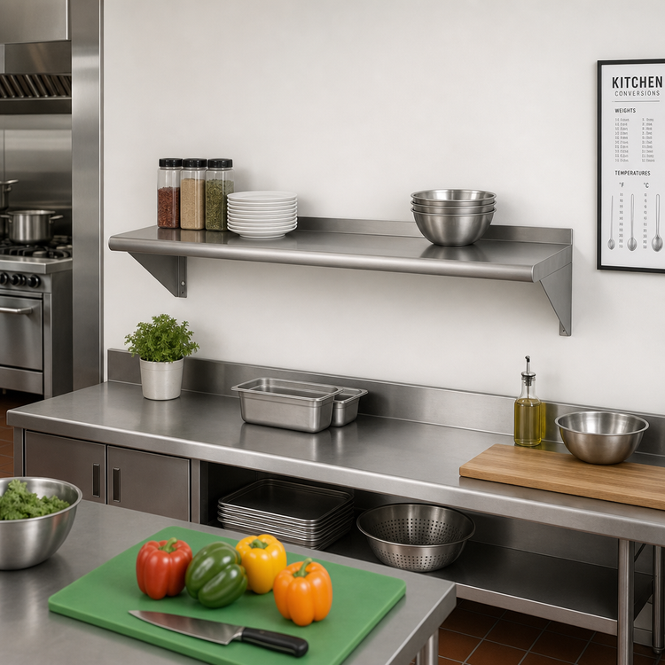 Product image #2 for Eagle Group BlendPort 96-Inch Wall-Mounted Stainless Steel Wall Shelf