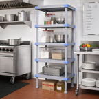 Thumbnail image #2 for Quantum Millenia QP242450VS-5 24"W x 24"D x 50"H Gray Polymer Shelving Starter Unit with 5 Open Grid Shelves, Stationary