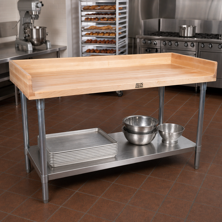 Product image #2 for John Boos 72-Inch x 30-Inch Baker's Top Work Table with 1-3/4-Inch Maple Top and Stainless Steel Undershelf