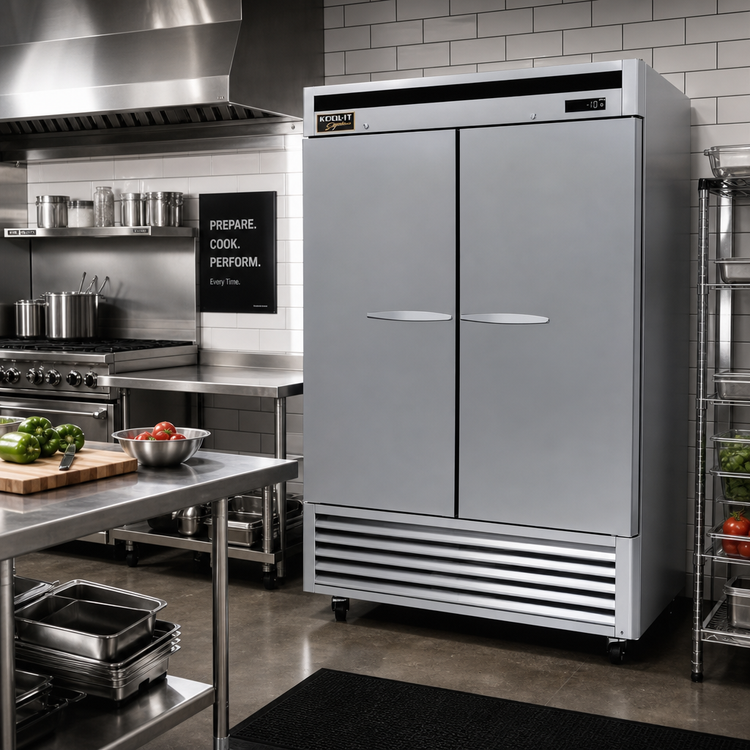 Product image #2 for Kool-It Signature KBSF-2 Two-Section Reach-In Freezer, 42.3 Cu. Ft., Bottom-Mount, Solid Stainless Steel Doors