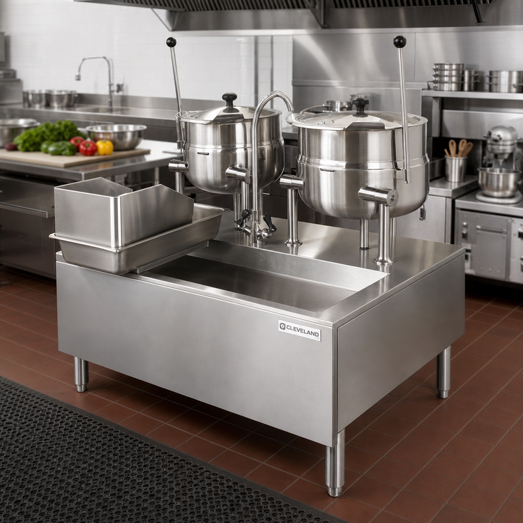 Product image #2 for Cleveland Range Direct Steam Kettle/Cabinet Assembly with One 6-Gallon and One 20-Gallon Kettle, 63-Inch Cabinet Base