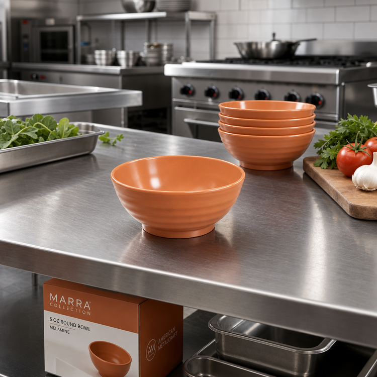 Product image #3 for American Metalcraft Marra Collection 6 oz Round Melamine Bowl - Terracotta