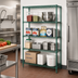Thumbnail image #2 for Quantum Stationary Wire Shelving Starter Kit, 36 in W x 21 in D x 86 in H, 4 Shelves, Green Epoxy Finish