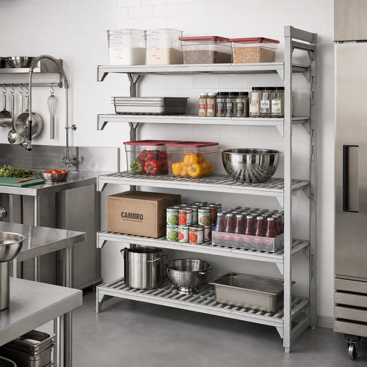 Product image #3 for Cambro Camshelving Premium 5-Tier Vented Add-On Polymer Shelving Unit, 21" x 72" x 64"