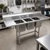 Thumbnail image #2 for Advance Tabco 3-Compartment Convenience Store Sink with Dual Drainboards and Open Frame Base, 70-Inch, 304 Stainless Steel