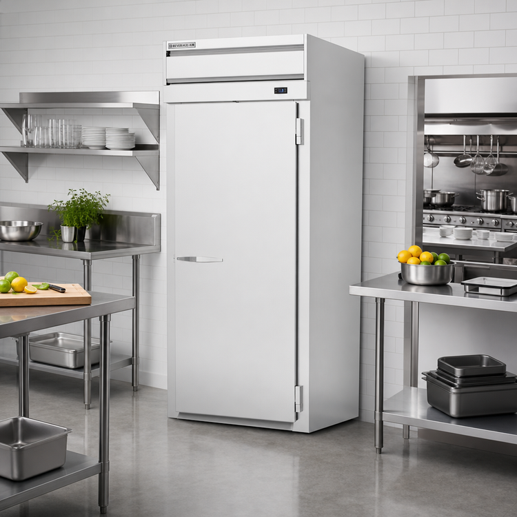 Product image #2 for Beverage-Air P-Series Extra Tall Roll-In Refrigerator, 1-Section, Solid Door, Top-Mount Self-Contained