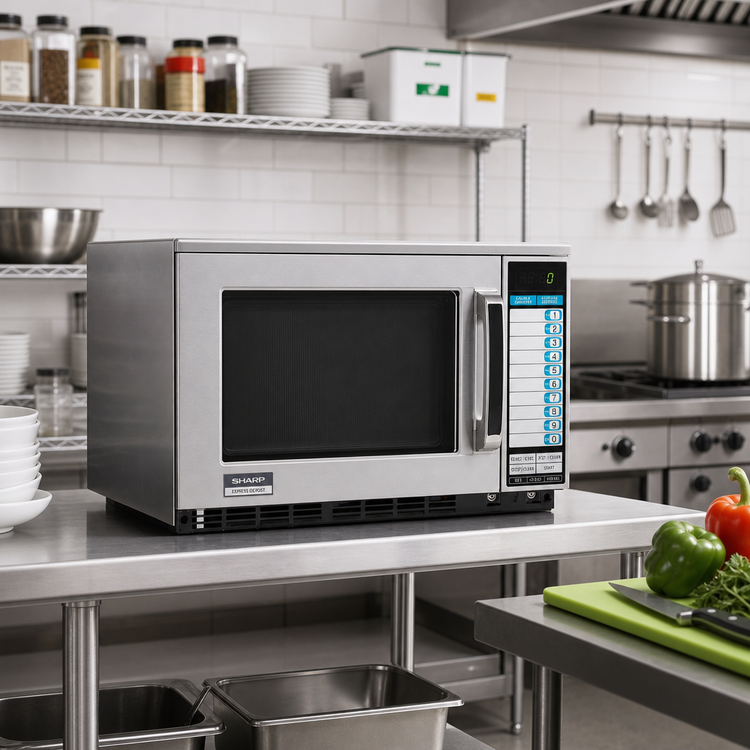 Product image #3 for Sharp Express Defrost Heavy-Duty Stainless Steel Commercial Microwave Oven, 0.7 Cu. Ft., 2100 Watts