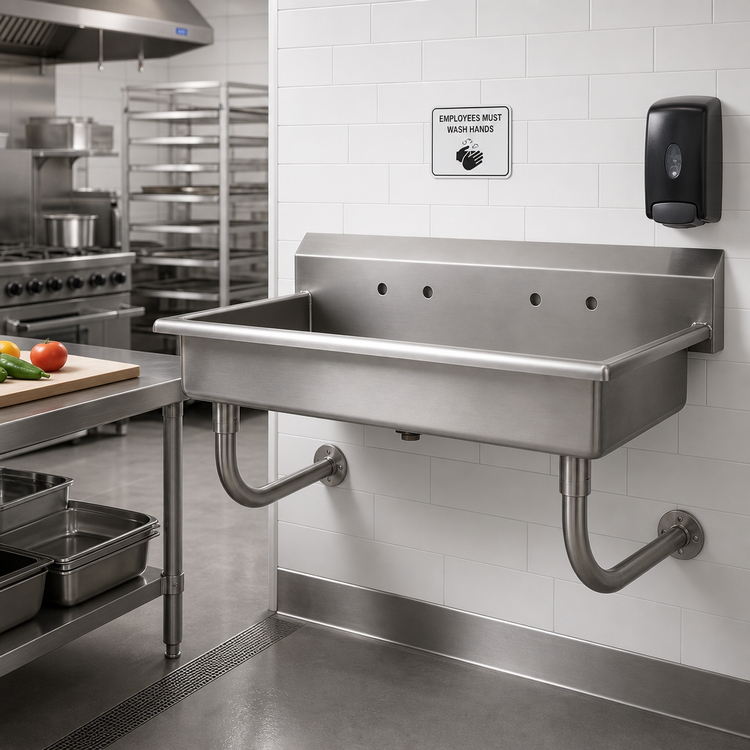 Product image #2 for Advance Tabco Multiwash Wall-Mounted Hand Wash Sink with Splash-Mount Faucet Provision, 40 Inch Wide