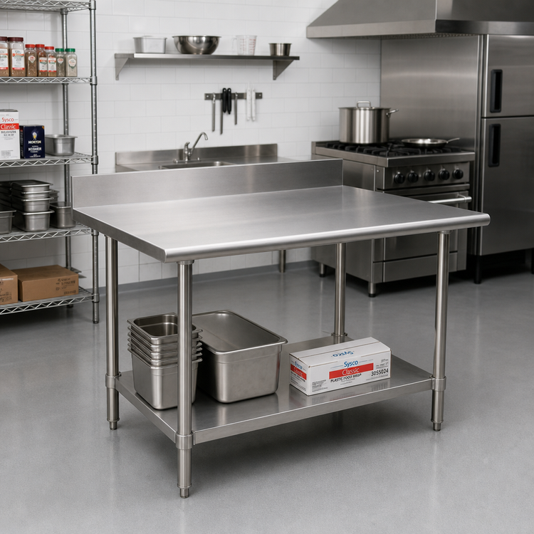Product image #2 for Eagle Group BlendPort® KL Series Stainless Steel Work Table with Backsplash and Undershelf, 72 x 30 Inches