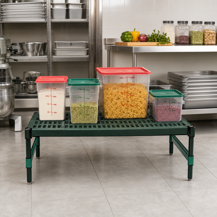 Product image #2 for QuadPLUS Stationary Dunnage Rack, 48 x 21 x 14 Inches, Green Epoxy, 1000 lb. Capacity