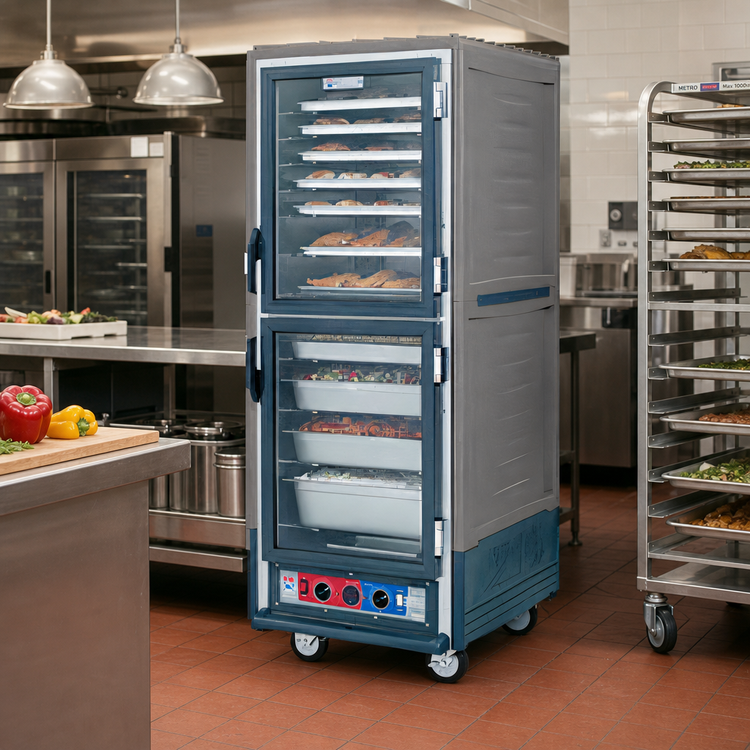 Product image #2 for Metro C5 3 Series Insulation Armour Mobile Full-Height Heated Holding Cabinet with Dutch Clear Polycarbonate Doors, Gray