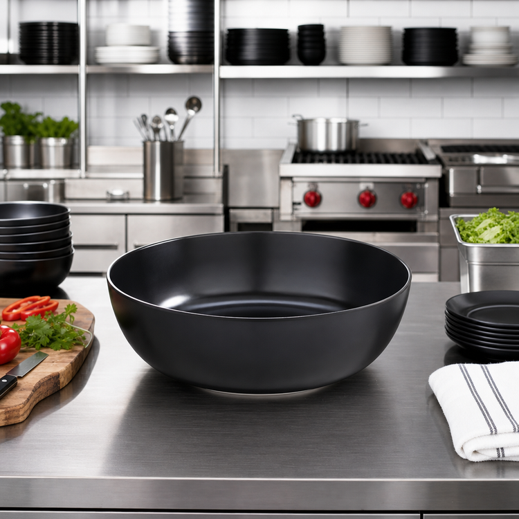 Product image #3 for Ani 104 oz Round Black Melamine Serving Bowl
