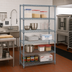 Thumbnail image #3 for Quantum Stationary Wire Shelving Starter Kit, 30 Inch W x 21 Inch D x 86 Inch H, 5 Shelves, Gray Epoxy Finish