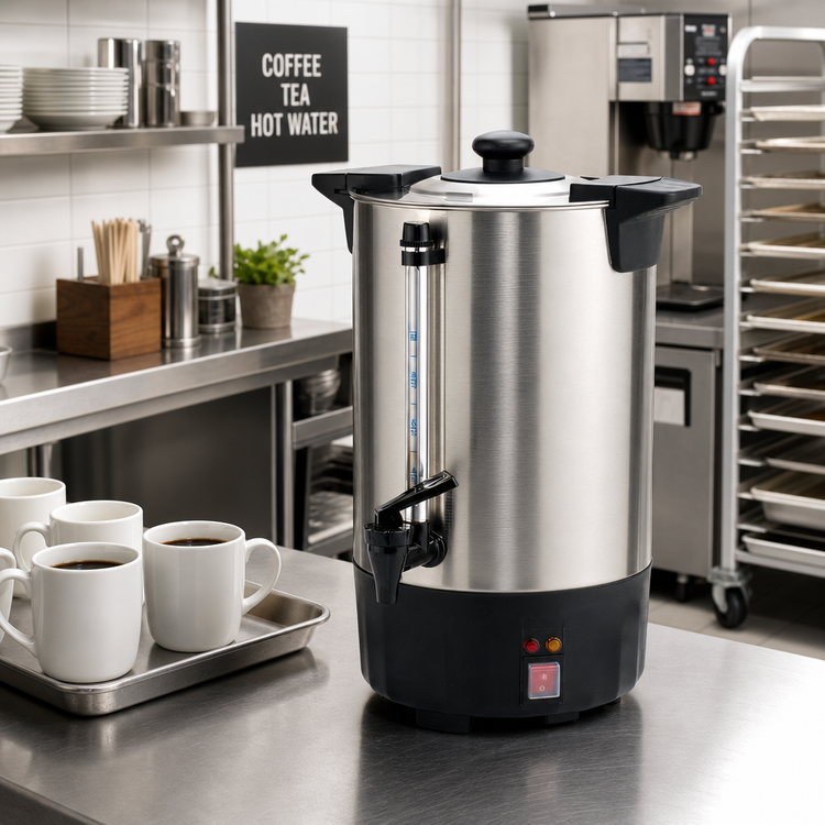 Product image #2 for Winco 50-Cup Commercial Coffee Urn, 8 Liter, 304 Stainless Steel