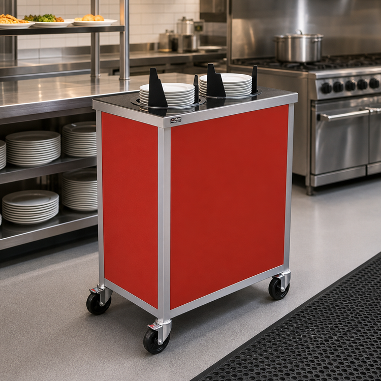 Product image #2 for Atlas Metal MEPD3H-12 Mobile Heated Three-Tube Plate Dispenser