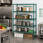 Thumbnail image #2 for Quantum WR63-1872P-5 72"W x 18"D x 63"H Stationary Wire Shelving Starter Kit, 5 Shelves, Green Epoxy Antimicrobial Finish