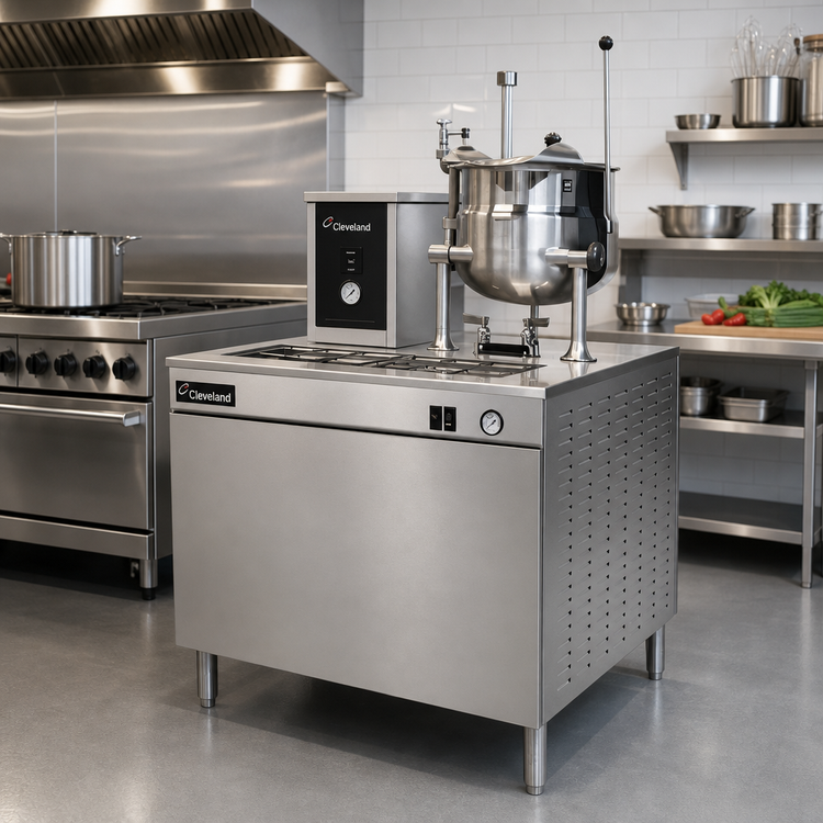 Product image #2 for Cleveland Range Electric Kettle/Cabinet Assembly with 24-Inch Standard-Height Base, One 6-Gallon Kettle, and 24 kW Steam Boiler