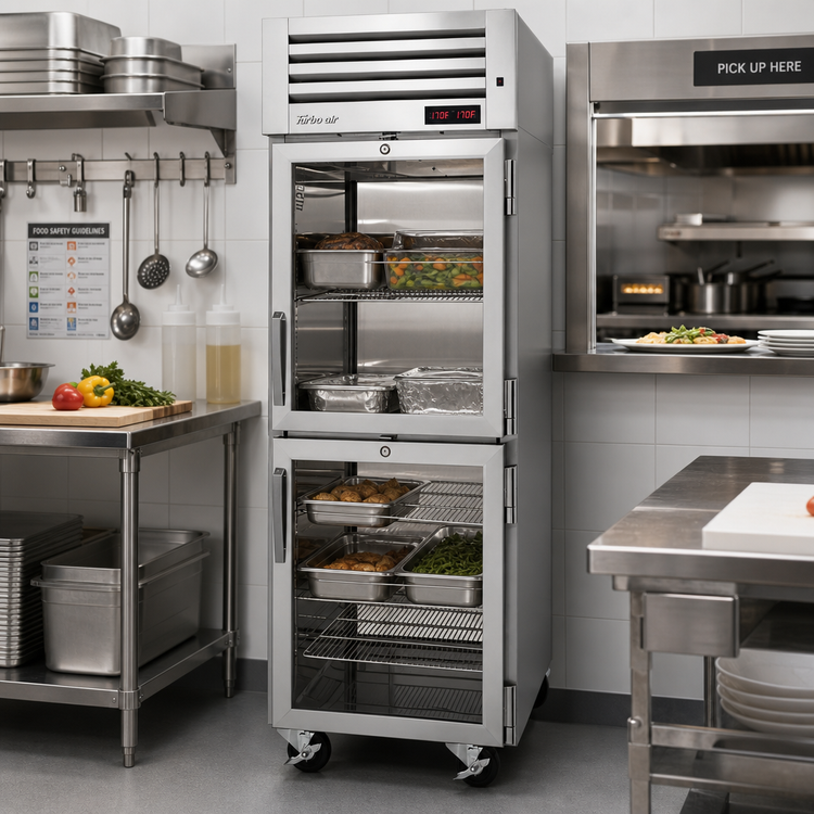 Product image #2 for Turbo Air PRO Series Pass-Thru Heated Holding Cabinet with Glass Half Doors, 1 Section, 28 Cu. Ft.