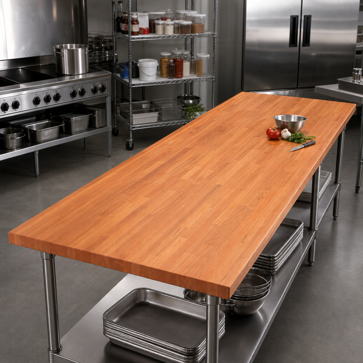 Product image #2 for John Boos Boos Block Blended Edge Grain Kitchen Countertop, 144 x 30 Inch, American Cherry, Varnique Finish