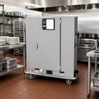Thumbnail image #2 for Metro MBQ MBQ-180-QH Heated Banquet Holding Cabinet, Single Door, 180 Covered Plates, Stainless Steel, Quad-Heat, 6-Inch Casters
