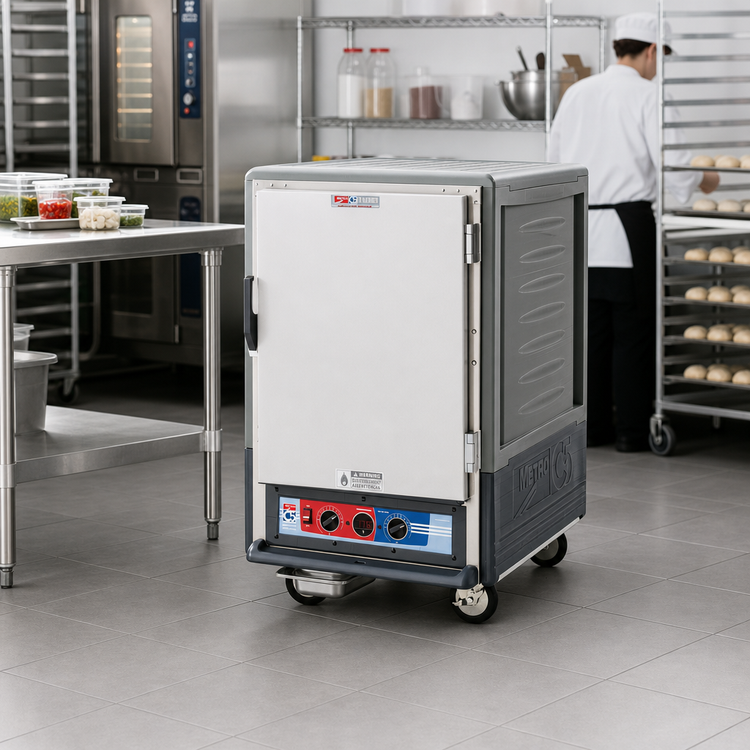 Product image #2 for Metro C5 3 Series Insulation Armour Moisture Heated Holding & Proofing Cabinet, Half Height, Gray, Solid Door, Fixed Wire Slides