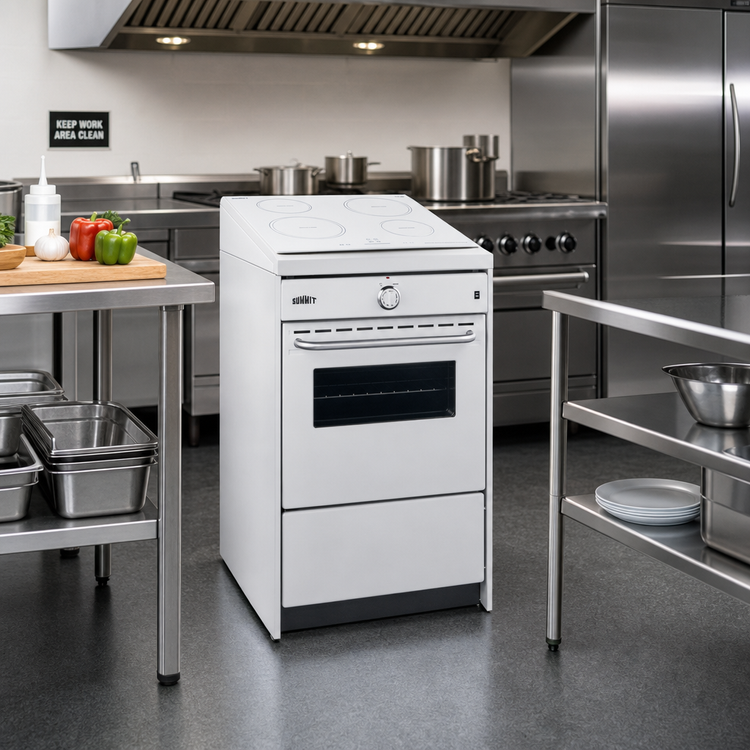 Product image #2 for Summit Commercial 24-Inch 4-Burner Induction Smooth-Top Range with 2.92 Cu. Ft. Oven, White